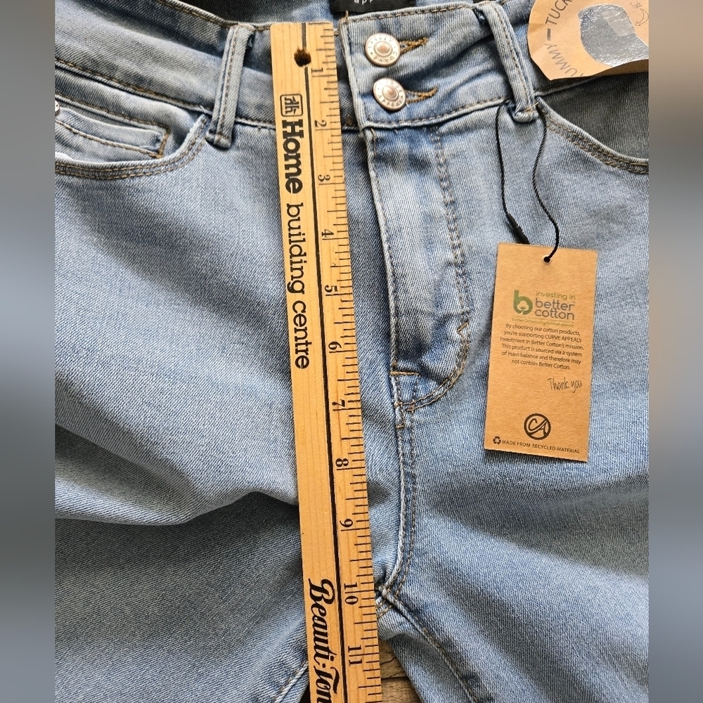 Curve Appeal Women's High Rise Wide Leg Light Blue Jeans Size 4/27.  Nwt - Picture 5 of 13